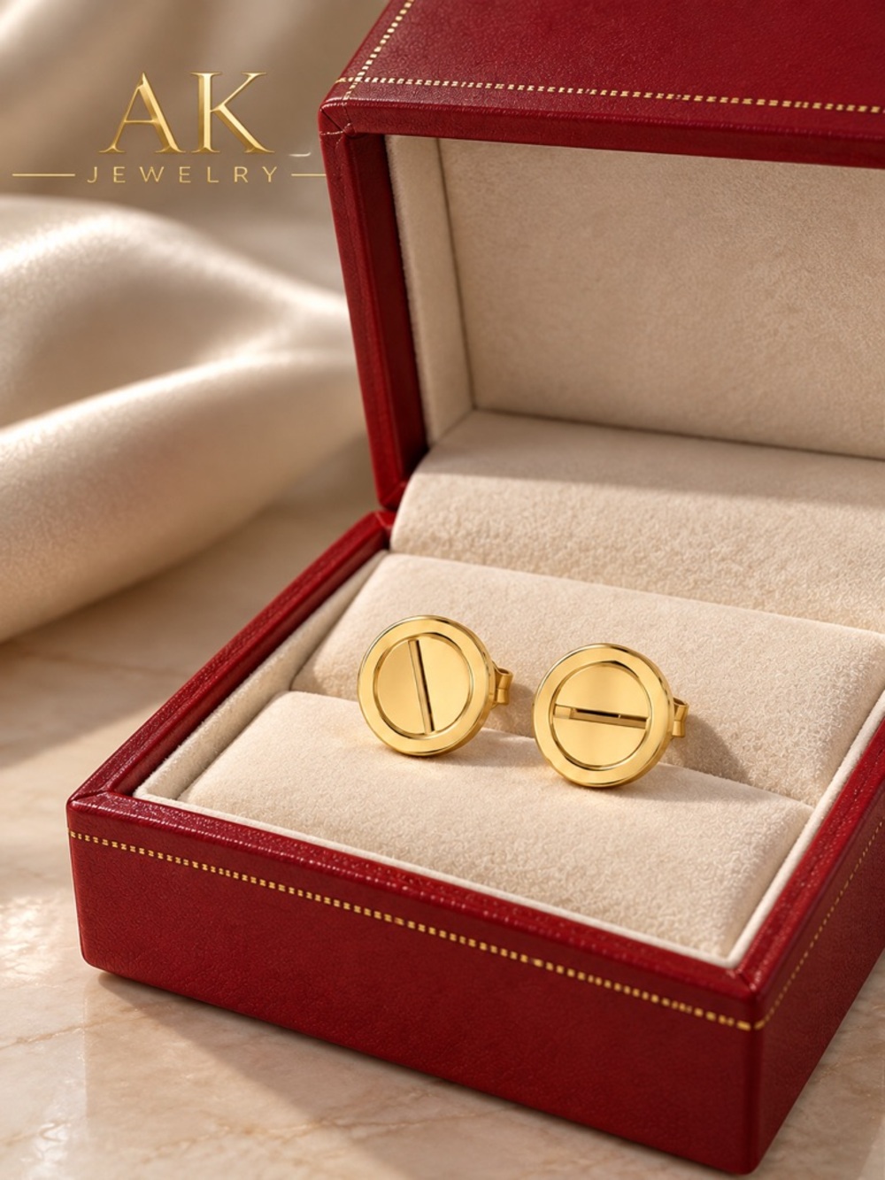 💎LUXURY 18k Gold Small Round Petite Stud, Pierced | AK Jewelry™